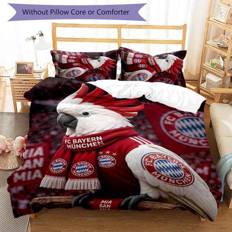 3pcs FC Bayern München logo pattern bedding set duvet cover set includes duvet cover &pillowcases,perfect all season bedroom decoration&gift
