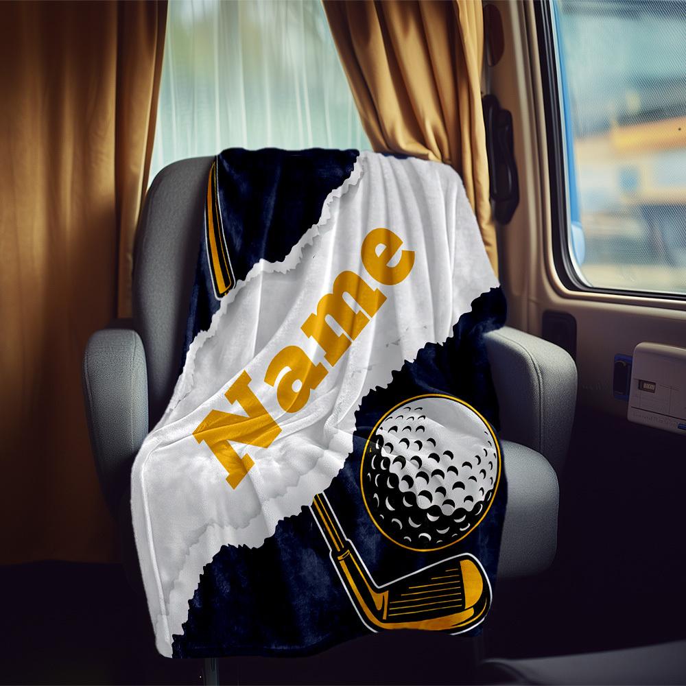 Golf Theme Customize Your Name Rv Blanket Comfortable Soft Lightweight Allseason Multipurpose Blanket For Travel Camping Picnics Sofas Rvs Bedding