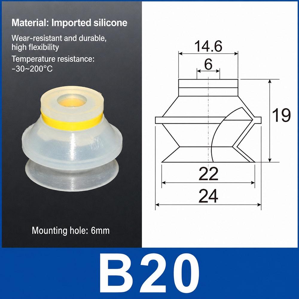 1Pcs Silicone Robotic Vacuum Sucker Bellows Suction Cup for Industrial Pneumatic Accessories