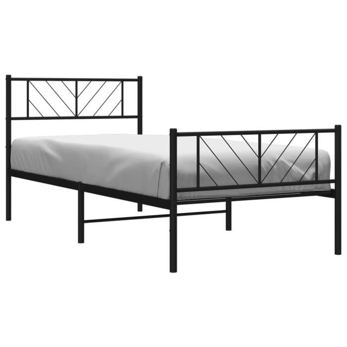VidaXL Metal Bed Frame with Headboard-Footboard Black 75x190 Cm 372187