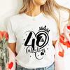 40-я Потрясающая Футболка для Женщин 40-й День Рождения Топы Модные Блестящая Графика Короны Футболки с Коротким Рукавом Женская Одежда