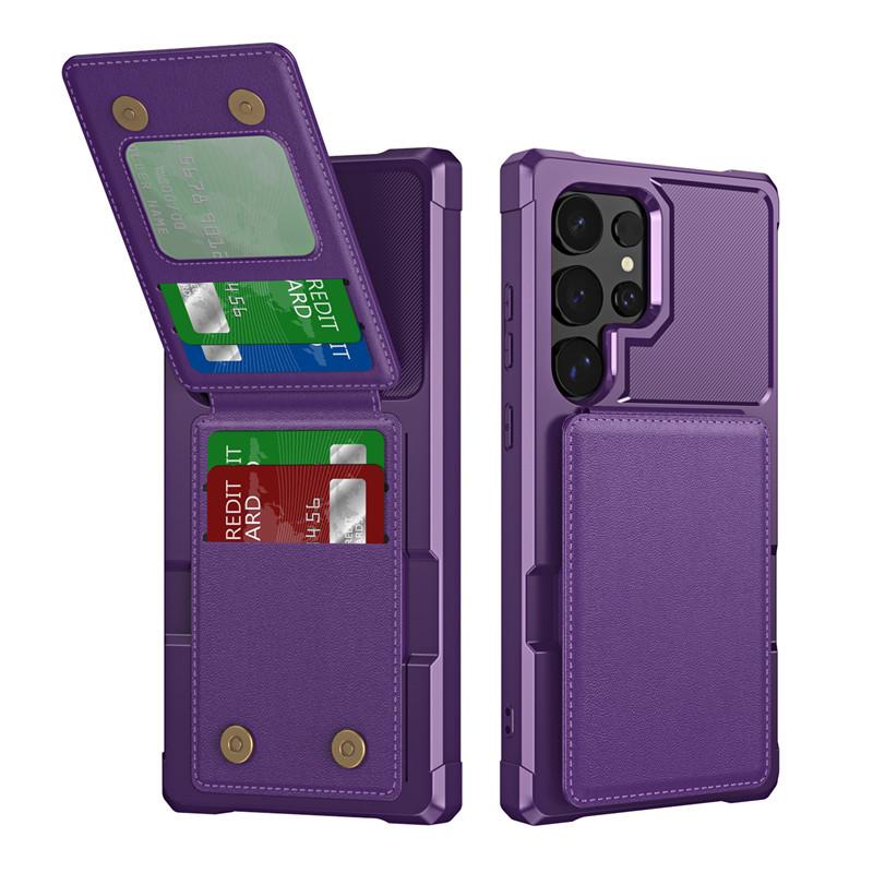 Черный ударопрочный чехол-бумажник с откидной крышкой для Samsung S26 Ultra/S24 Plus со слотами для карт и магнитной застежкой