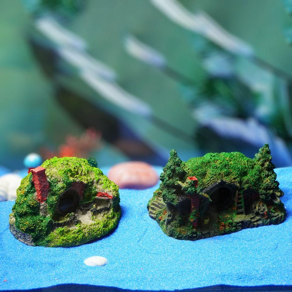 Resin Moss House Landscaping Decorative Fish Hiding Reptile Hole Fish Shrimp Hideout  Aquarium