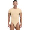 Men's One Piece Thongs Bodysuit Short Sleeve Button Crotch Shirt Leotard Snappies Rompers Jumpsuit