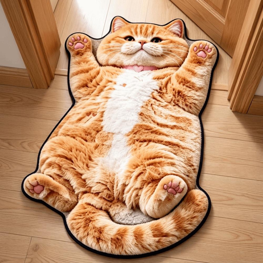 Non-Slip Home Decor Carpet Diatom Mud Cartoon Carpet Cute Cat-Shaped Area Rug Living Rooms