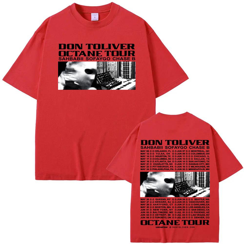 DON TOLIVEROCTANE TOUR2026 Футболка Американский рэпер Лето Хип-Хоп Высокое Качество Мягкая Футболка 100% Хлопок Повседневная Гранж С Круглым Вырезом Футболки