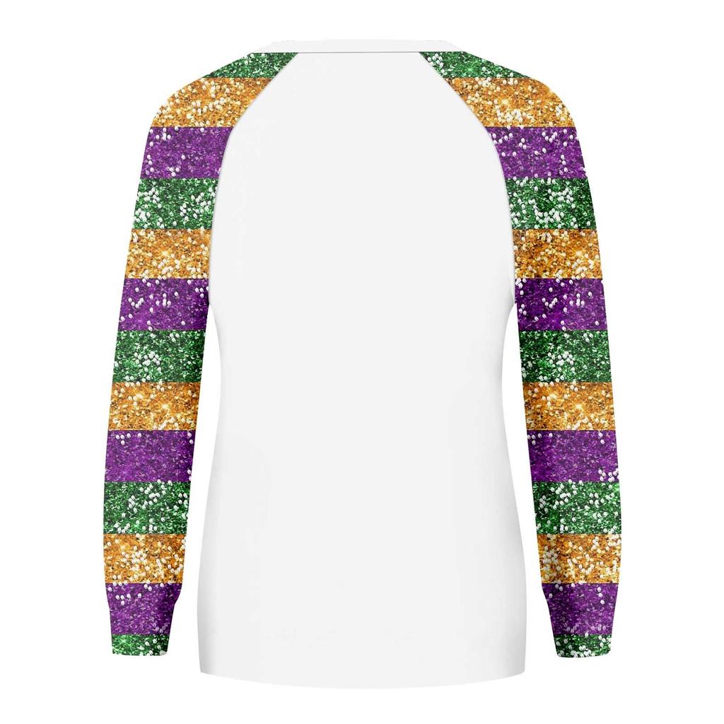 Женская мода повседневная реглан с длинным рукавом и принтом карнавала