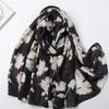 Winter Abstract Lnk Painting Floral Viscose Soft Scarf Chic Cotton Shawls Women Perfect for Travel & Casual Muslim Hijab