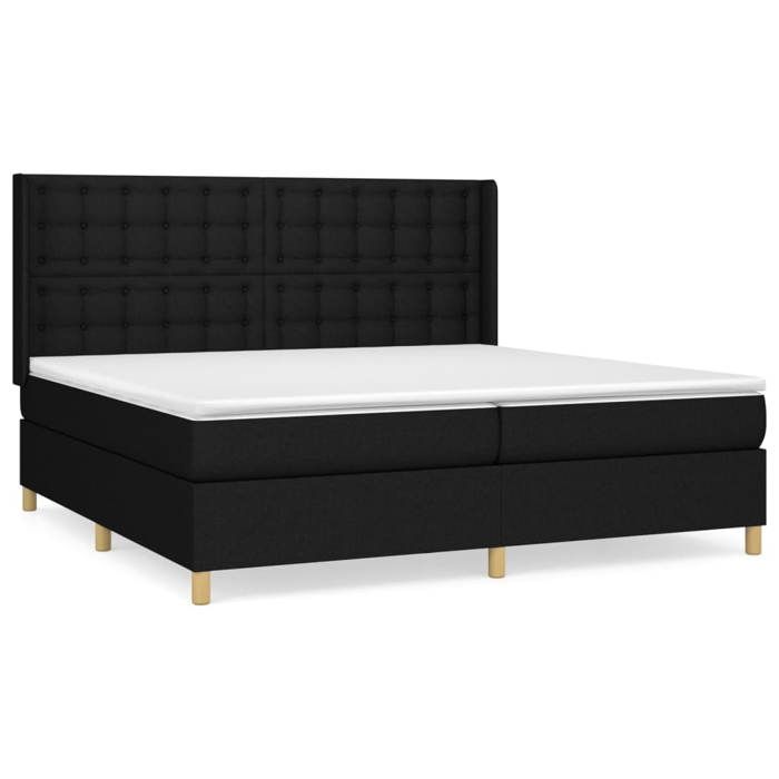 Maison Exclusive - Sommier à lattes de lit avec matelas Noir 200x200 cm Tissu