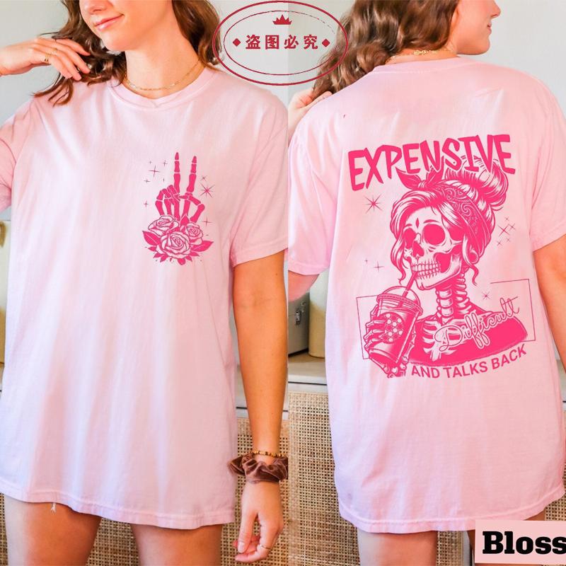 Expensive Talks Back Vintage T Shirt Men Women Fashion Hip Hop T-shirts Harajuku Casual Oversized T-shirt Mom Skeleton Clothing