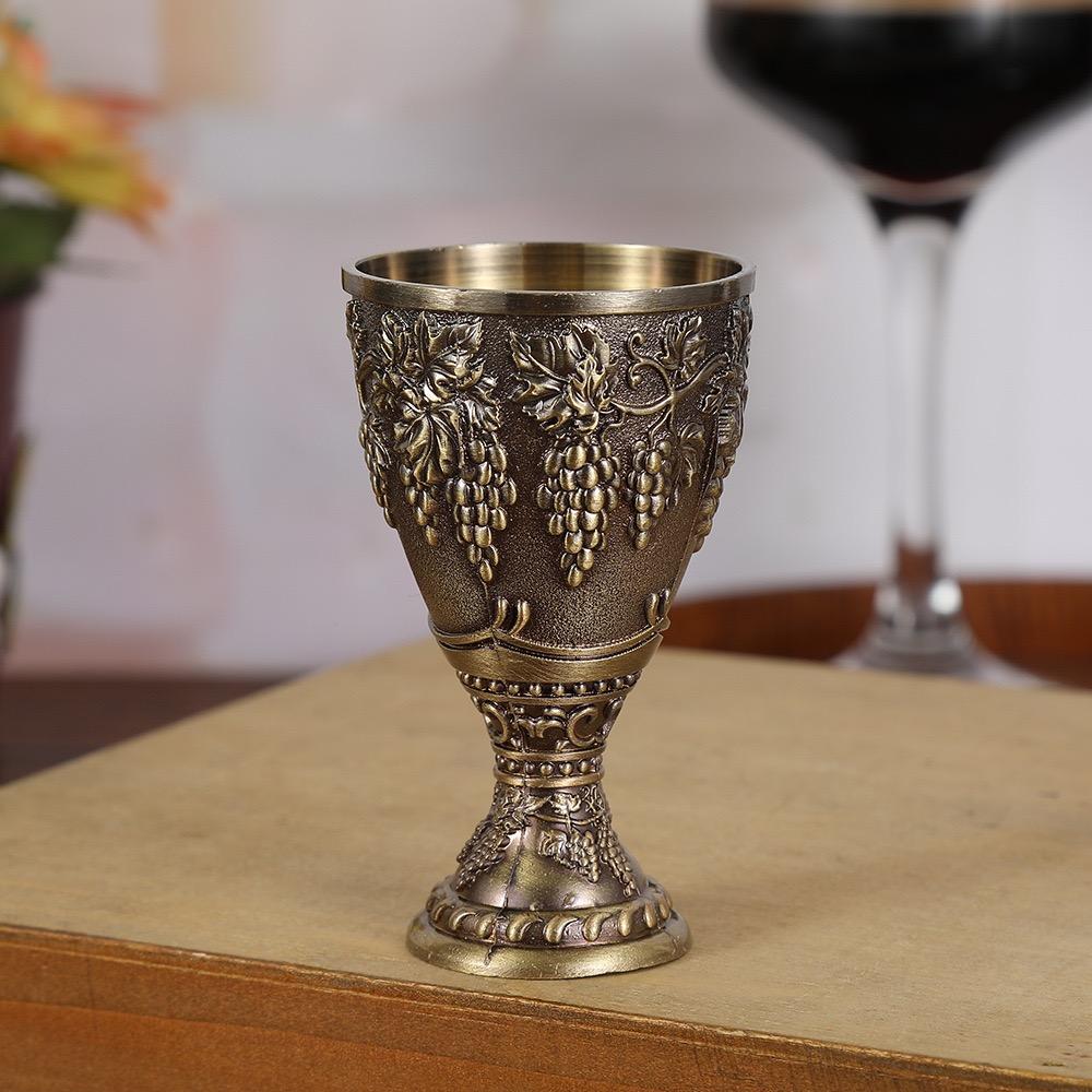 European Wine Glass, Alloy Vintage Portable White Cup, Carved Mini Spirit Vodka Cup, Tabletop Living Room Decoration, 30ml,1pcs