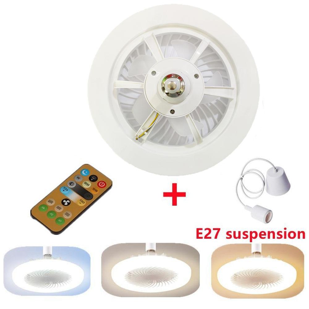 Умный потолочный вентилятор с подсветкой E27 Пульт дистанционного управления с регулируемой яркостью Потолочный вентилятор Лампа Малошумный комнатный ветровентилятор Свет для спальни Гостиная Кухня