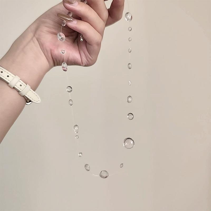 New Fashion Minimalist Transparent Crystal Dewdrop Earrings Niche High-End Unique And Versatile Clavicle Chain
