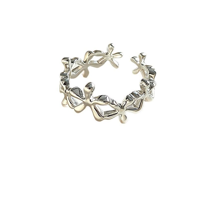 Xiaomi BF CLUB 925 Sterling Rings for Women Simple Geometric Handmade Irregular Retro Cute Flower Ring Allergy For Birthday Gift