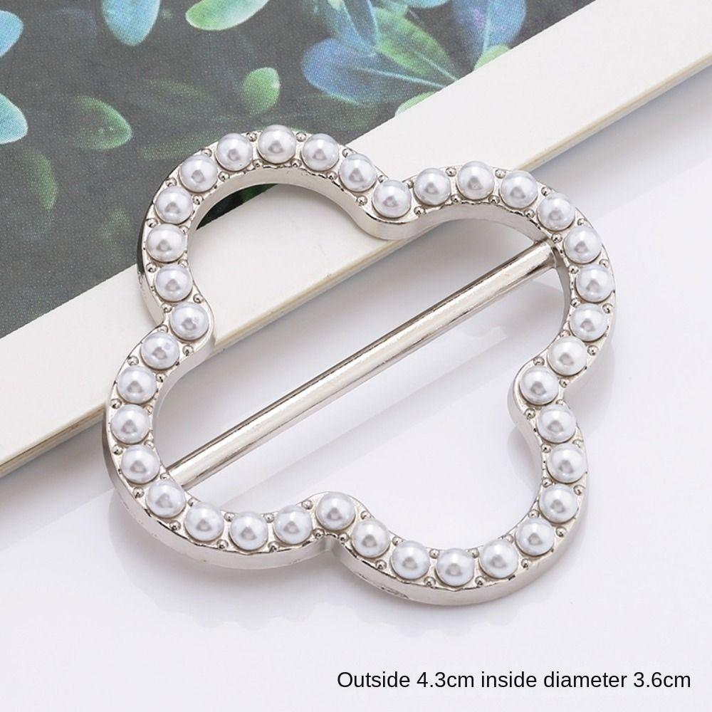 Rhinestone Tie Clips Pearl Shirt Clip Buckle Fashion Shirt Clip  for Women Lady
