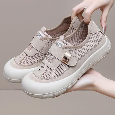 Летняя повседневная женская обувь, один педаль, липучка, сетчатая дышащая, модная, легкая спортивная обувь
