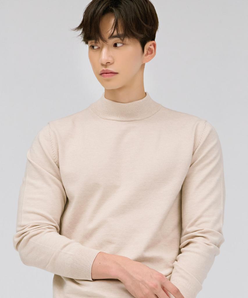 CHASECULT Men'S Essential Mock Neck Sweater - Beige