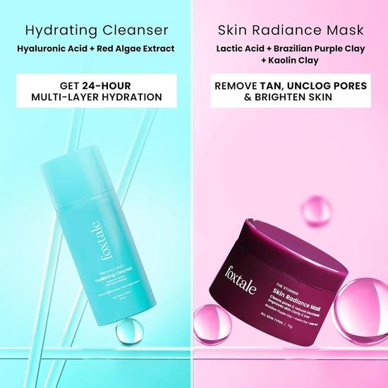 Foxtale Valentine's Glow Getter Combo Kit с молочной кислотой, гиалуроновой кислотой и ниацинамидом | Для сияющей и лучистой кожи | Подарочный набор | Непревзойденное сияние