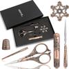 BUDDUR Vintage Sewing Scissors Kit With Storage Box And Thimble For Fabric Embroidery Needlework DIY Handcraft Accessories Set
