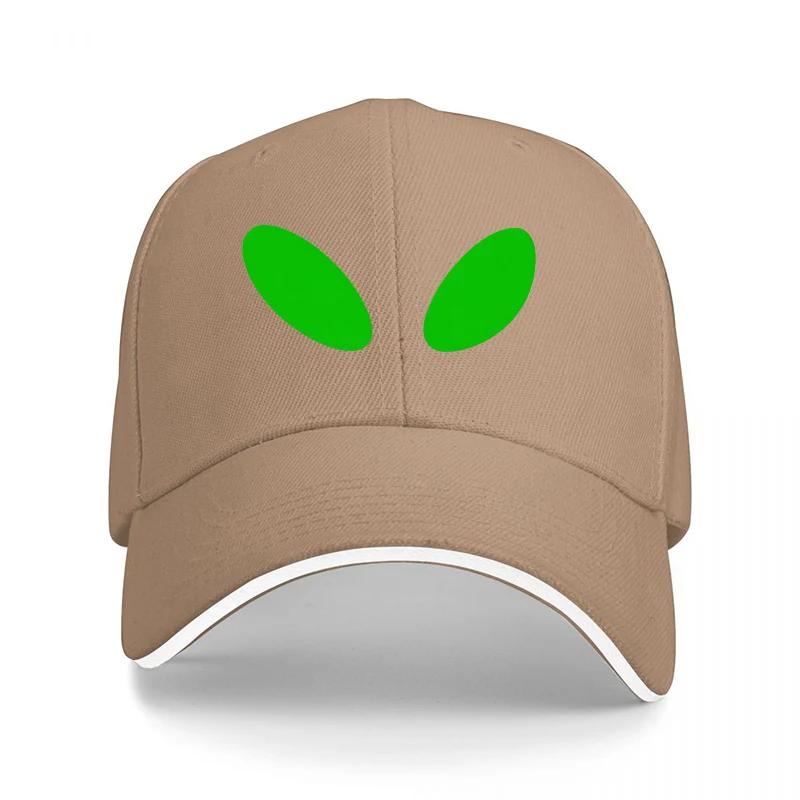 Alien Eyes Design Black Baseball Cap with Green Oval Eyes for Men and Women Casual Streetwear Fashion Accessory