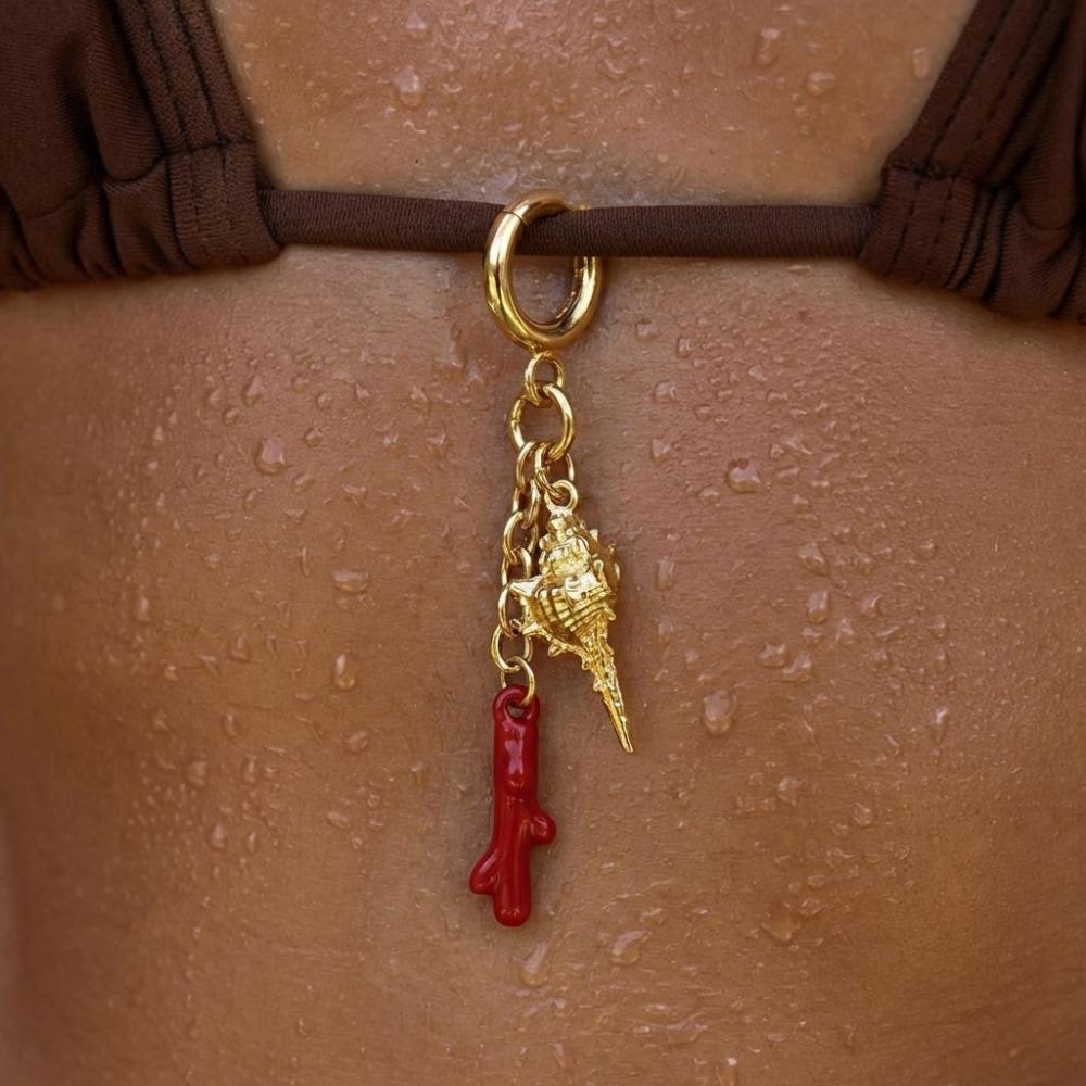 Pearl Fish Conch Key Chain Hanger Bikini Pendant Lovely Body Jewelry Vacation