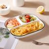 Baijie Ceramic Weighted Divided Plate, 211 Household Compartment Breakfast Tray, Dumpling Plate, Fruit Plate, Three Compartments, 8.6 Inches