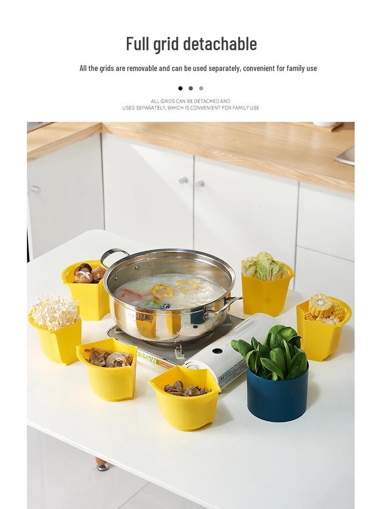 Multi-Functional Rotating Flower-Shaped Hot Pot and Vegetable Drain Basket