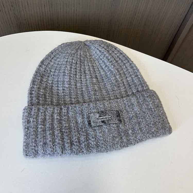 Patch Cloth Men'S And Women'S Knitted Hats Versatile Big Head Circumference Wool Hats Show Face Small Pullover Warm Cold Hats