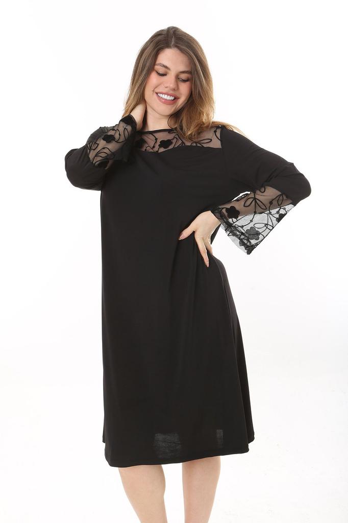 Женское платье большого размера, черное кружевное платье больших размеров с подробными деталями