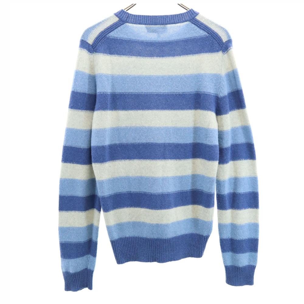 YVES SAINT LAURENT Made in Italy wool Border Pattern Long sleeve sweater Men's Used