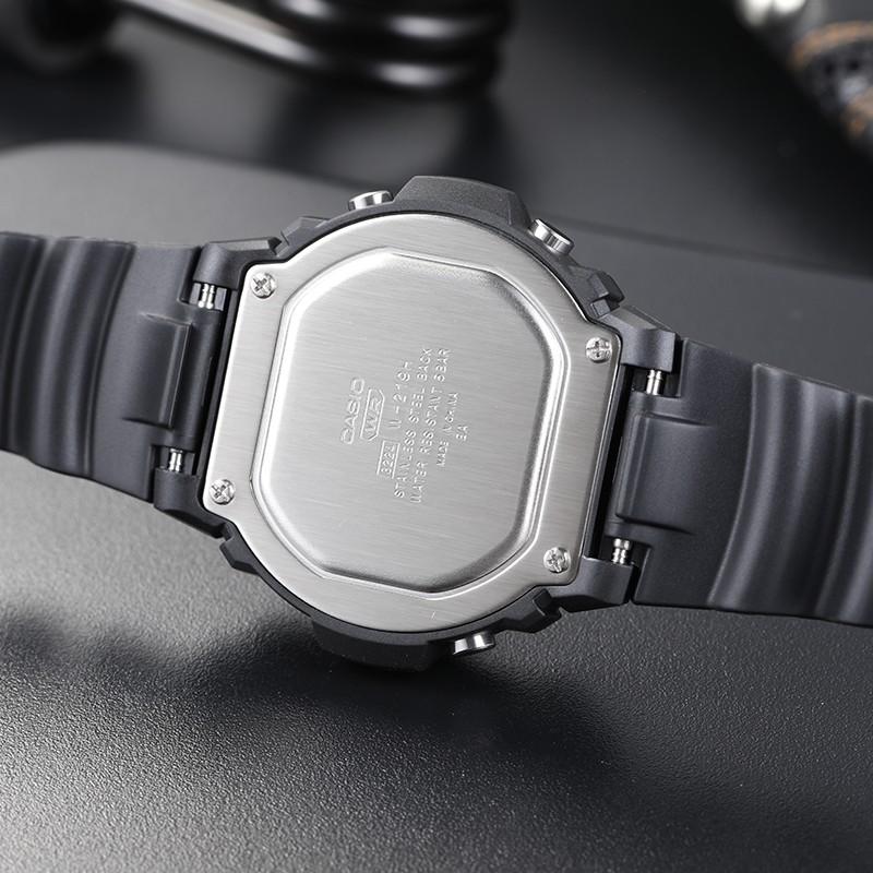 Casio Серия STANDARD Модный Ретро Уличный ЖК-дисплей Многофункциональный Спортивный Водонепроницаемый Кварцевый механизм Ремешок из смолы Японский и Корейский W-219H-1A