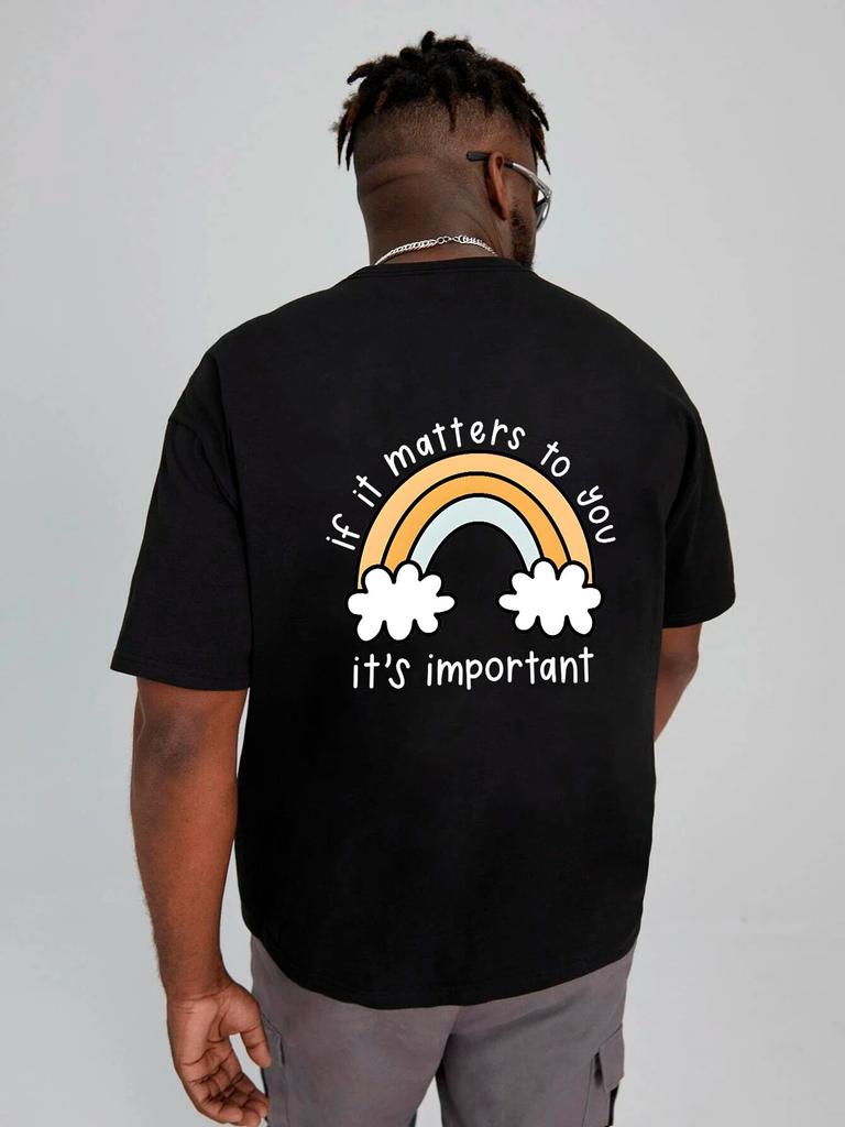 Летняя радужная футболка с героями мультфильмов, женская футболка унисекс, если для вас это важно, футболка с буквенным принтом, большие хлопковые футболки