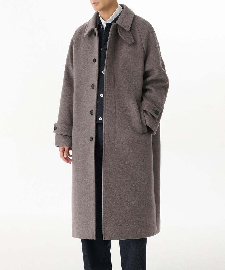 Musinsa Standard Cashmere Blend Oversized Minimal Balmacaan Coat [Taupe]