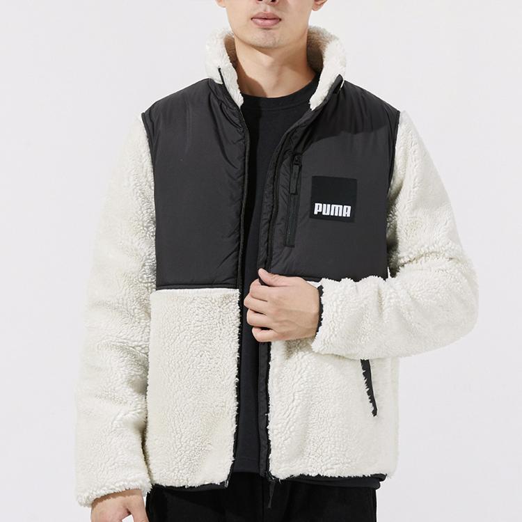 Puma Куртка из флиса Sherpa Color Block с воротником-стойкой и логотипом, мужские куртки цвета слоновой кости 846325-73