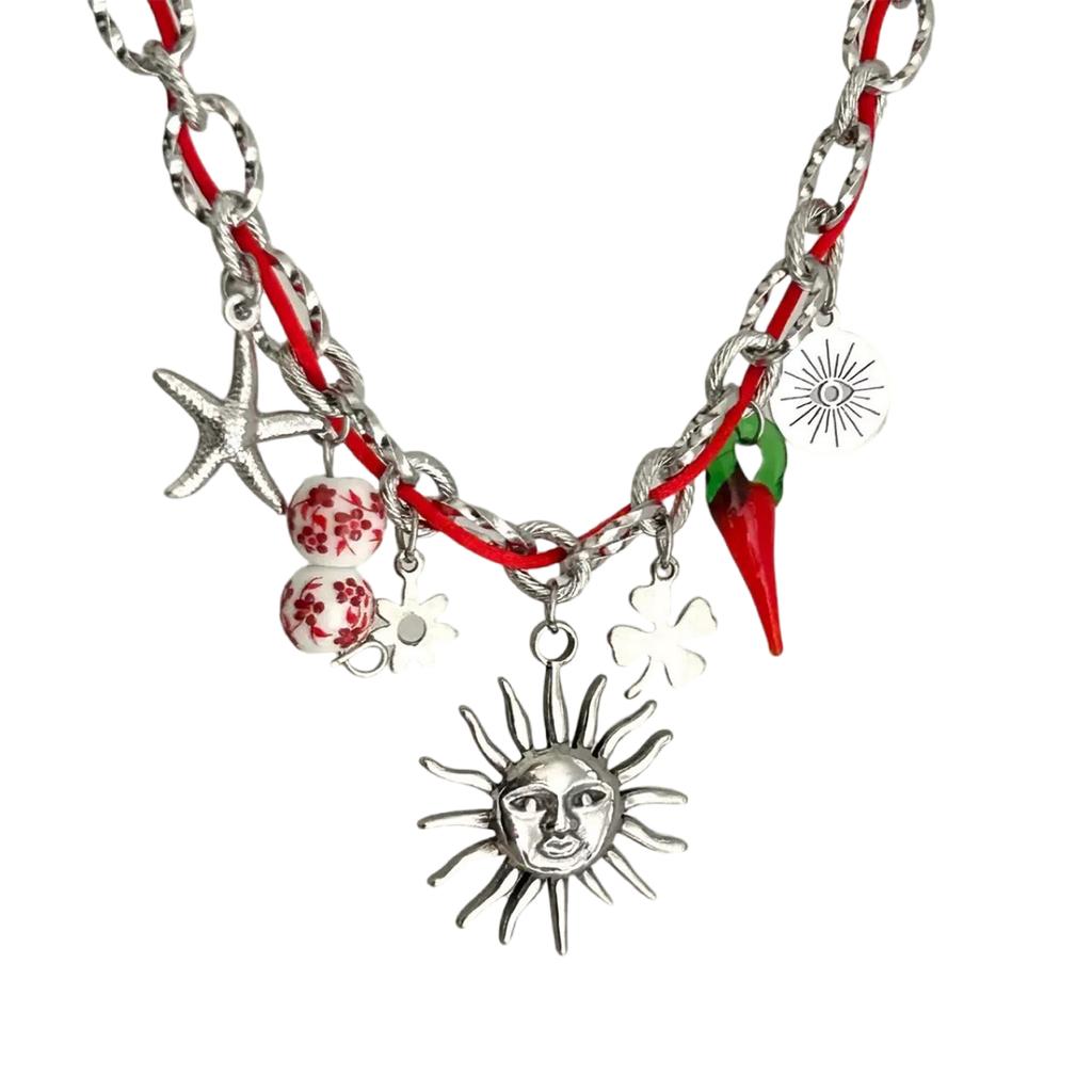 Adjustable Stainless Steel Rope Chain Necklace with Various Pendant Beach Neck Jewelry Suitable for Women and Girls