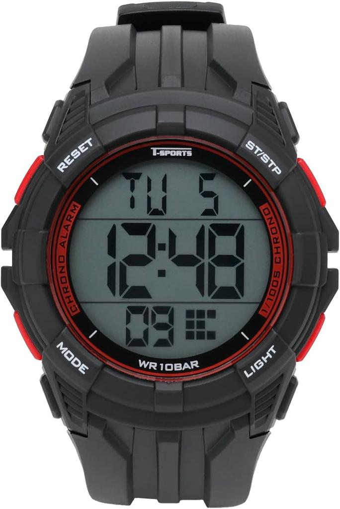 Digital Day of the Week Urethane Black [Clefa] Watch, Waterproof, Backlight, Date, Display, Strap, TS-D317-RD, Men's,