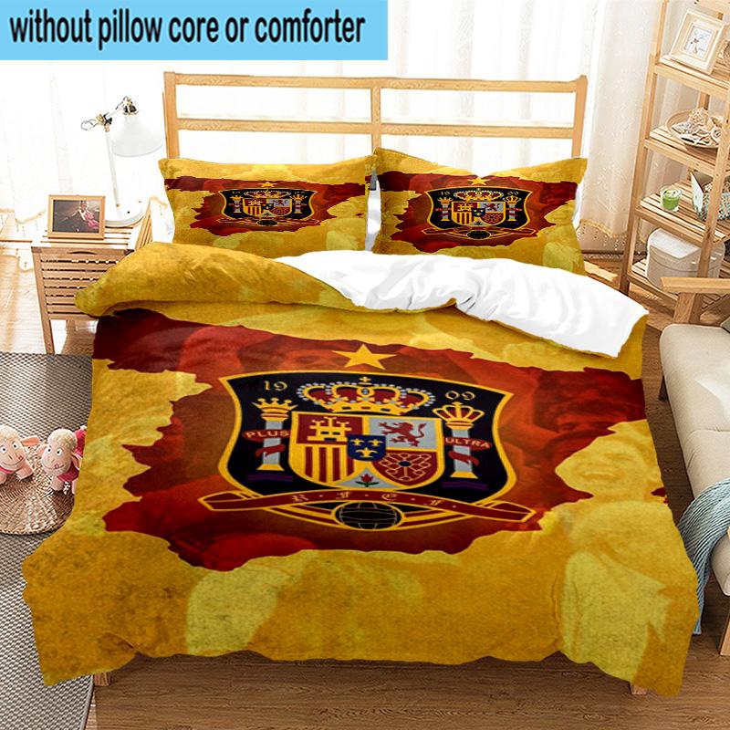 3pcs Spanish National Emblem Printed Bedding Set Duvet Cover Closure Includes 1 Duvet Cover & 2 Pillowcases Bedding Sets Home Decor Gifts