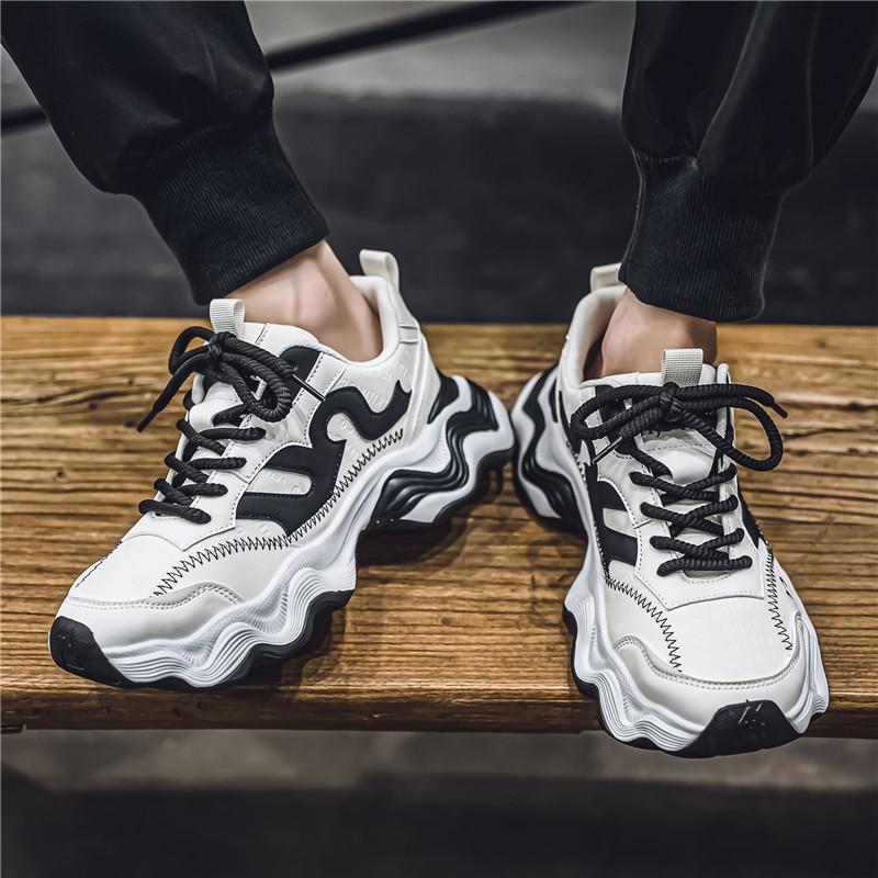 Модная осенняя новинка Мужская повседневная спортивная обувь Низкие кроссовки на толстой подошве из мягкой кожи Кроссовки для папы Нескользящая легкая мужская обувь для бега