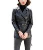 JINLUN Genuine Sheepskin and Lambskin Leather Winter Women's Jacket, Tailored, Spring, Autumn, (XL, Black)