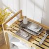 Laundry Basket with Laundry Bag, Fabric Drawer, Bamboo, 70x36x70 cm, White/Wood