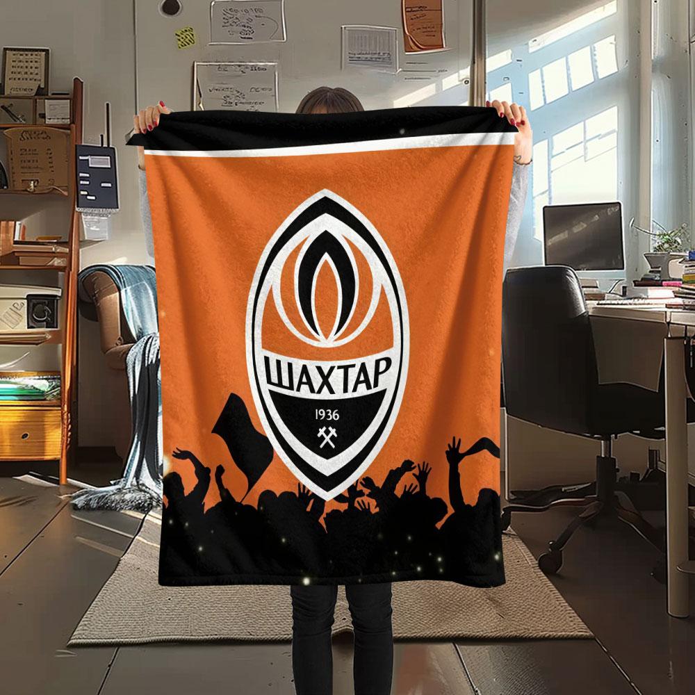 Фланелевое одеяло с принтом ФК Шахтер Донецк, мягкий плед для спальни, дивана, стирается, сувенир для футбольного фаната, отличный подарок.