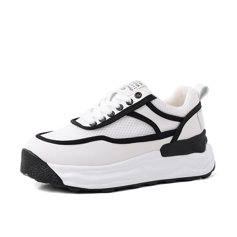 Модные зеленые сетчатые дышащие спортивные повседневные модные универсальные туфли на платформе для женщин в корейском стиле, кроссовки с вставками, весна-осень