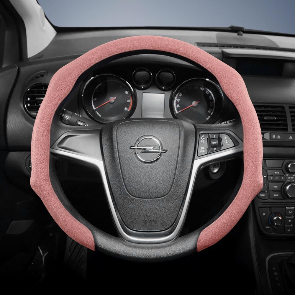 Подходит для Opel Премиальная замшевая накладка на руль с защелками, нескользящая и прочная, доступны для круглого и D-образного руля