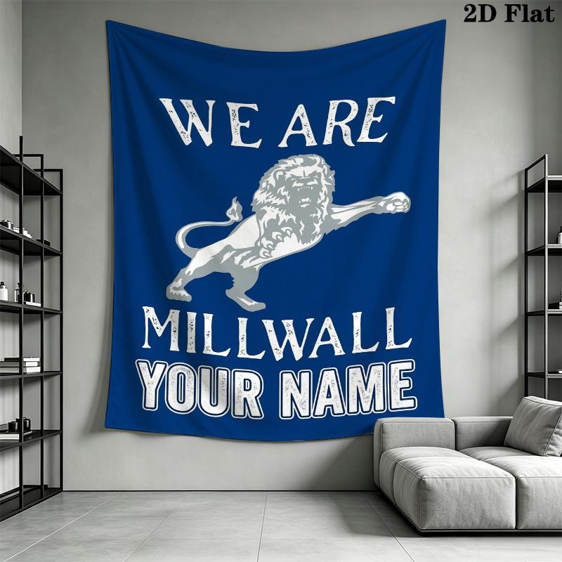 Custom Name Millwall FC Wall Tapestry Aesthetic Wall Hanging Printed Fabric Blanket Decorative Tapestries for Bedroom Living Room Home Decor