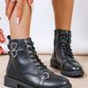 Winter Heart-shaped Women's Boots Lace-up Ankle Shoes for Women  New Buckle Low Heel Solid Shoes Women's Boots Botas