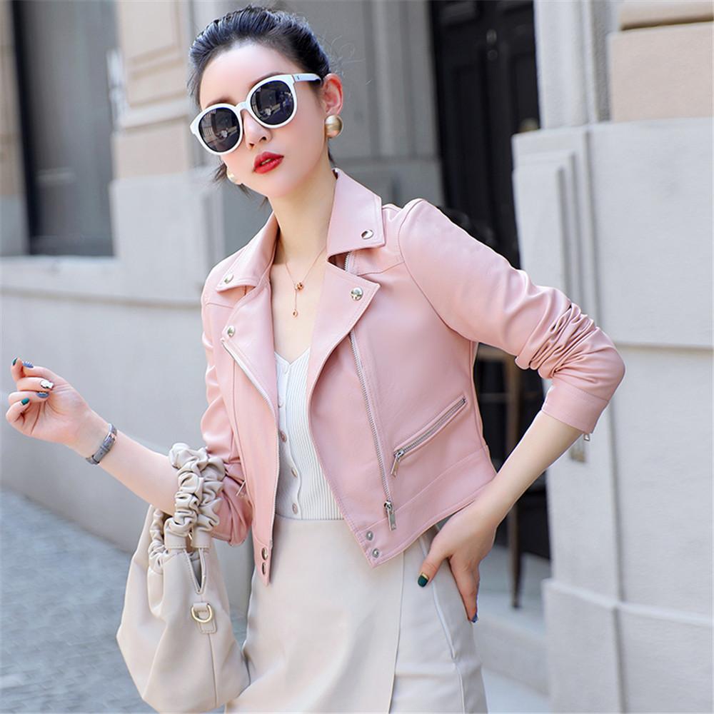 Белая маленькая мотоциклетная кожаная куртка для женщин, весенне-осенняя короткая куртка, универсальная облегающая куртка из искусственной кожи