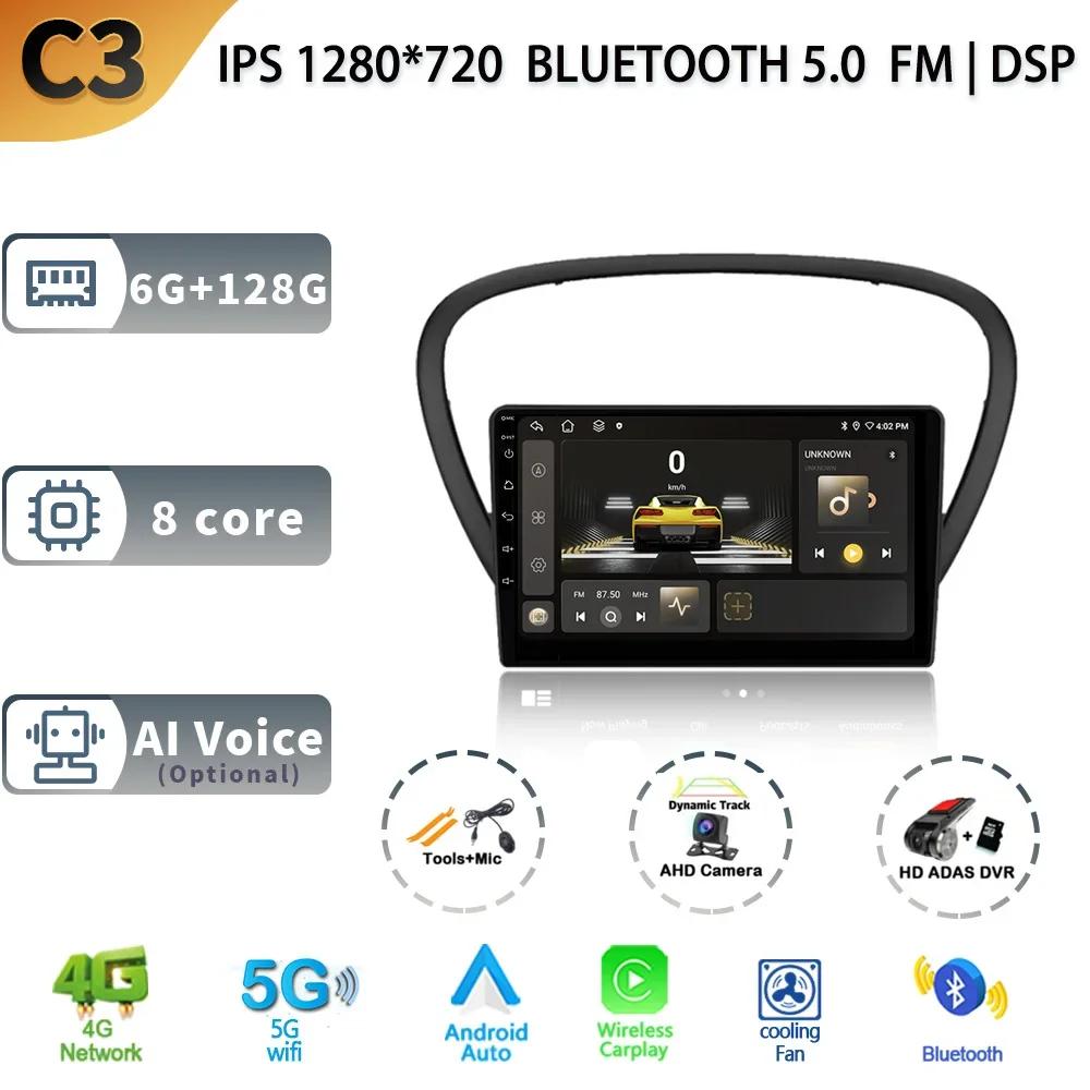 Android 13 автомобильное радио беспроводной Carplay для Peugeot 607 2004 -2010 5G стерео мультимедиа GPS навигация головное устройство экран
