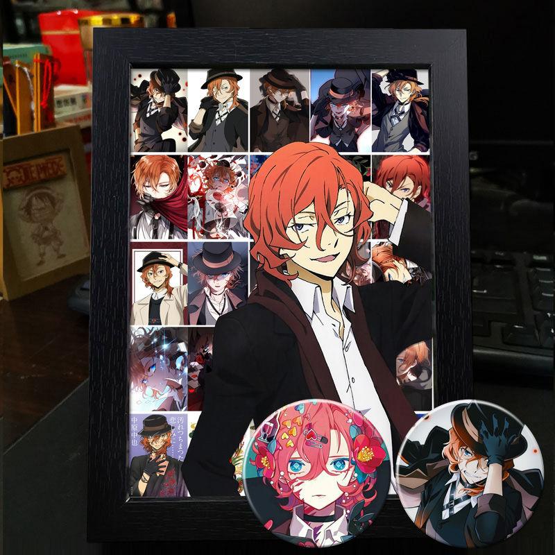 Рамка для фото в стиле аниме Bungo Stray Dogs: Дазай Осаму, Рюносуке Акутагава, Накахара Чуя - готовый стенд для фотоколлажа в подарок
