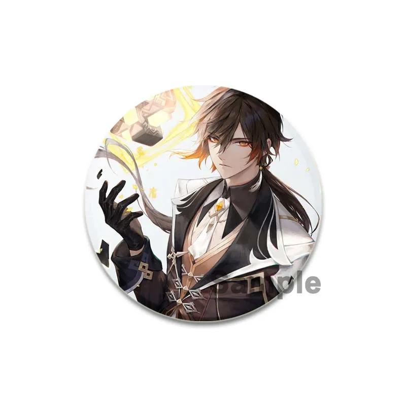 32/44/58mm Anime Genshin Impact Badge Zhongli Cartoon Brooches On Backpack Clothes Handmade Round Enamel Pins for Jewelry Gift Accessories