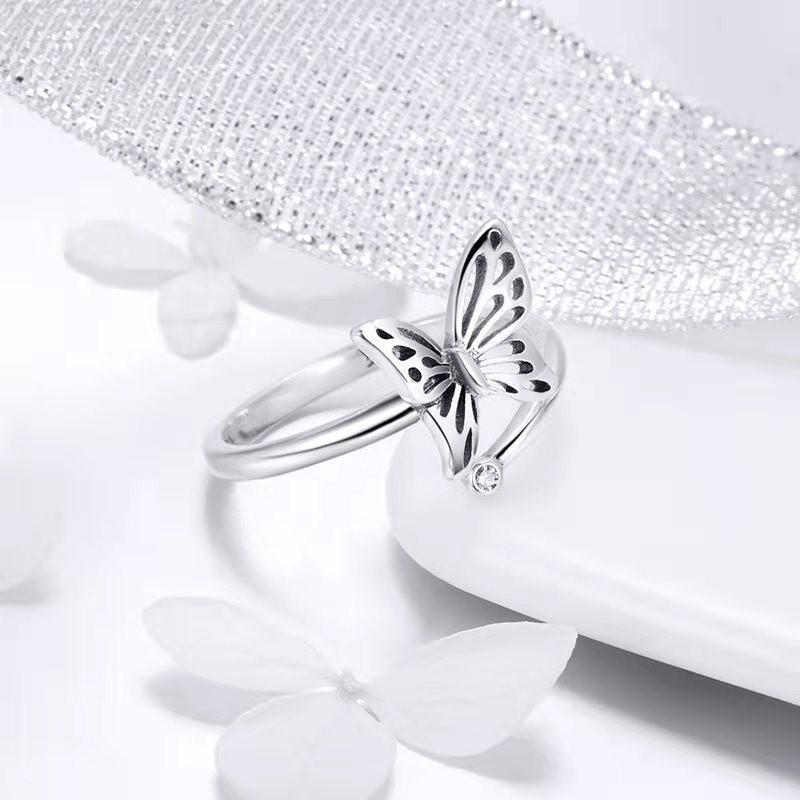 Adjustable Sterling Butterfly Ring Women Men Vintage Geometric Animal Jewelry 2025 Collection
